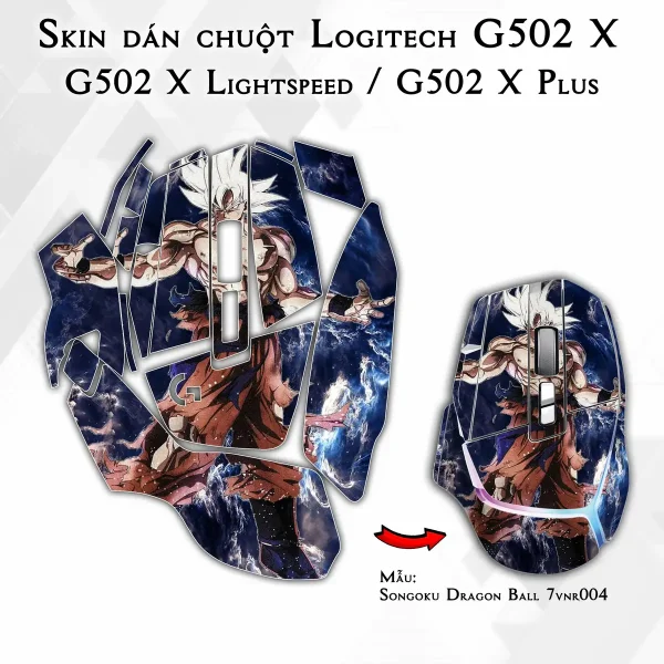 Skin dán chuột Logitech G502 X mẫu Songoku Dragon Ball 7vnr004