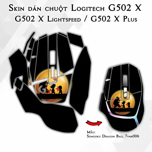 Skin dán chuột Logitech G502 X mẫu Songoku Dragon Ball 7vnr006