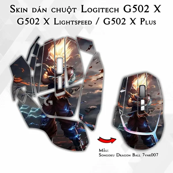 Skin dán chuột Logitech G502 X mẫu Songoku Dragon Ball 7vnr007