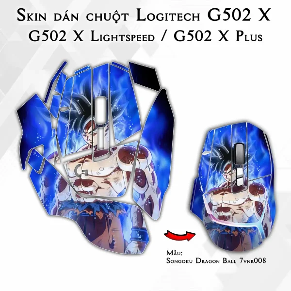 Skin dán chuột Logitech G502 X mẫu Songoku Dragon Ball 7vnr008