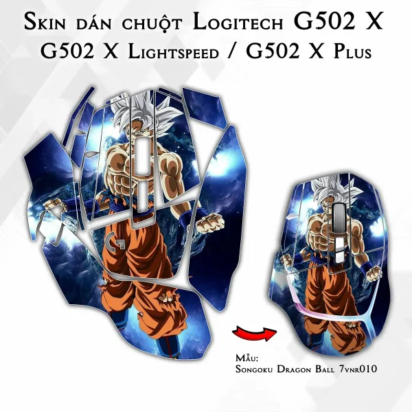Skin dán chuột Logitech G502 X mẫu Songoku Dragon Ball 7vnr010
