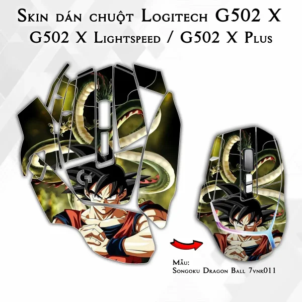 Skin dán chuột Logitech G502 X mẫu Songoku Dragon Ball 7vnr011