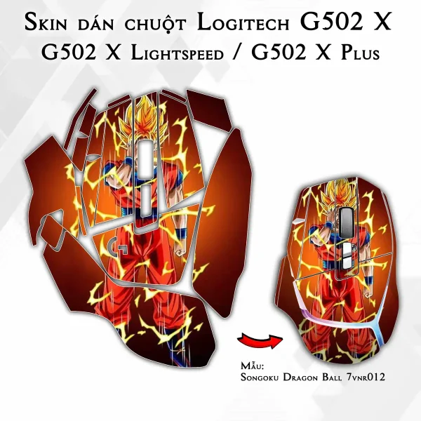 Skin dán chuột Logitech G502 X mẫu Songoku Dragon Ball 7vnr012