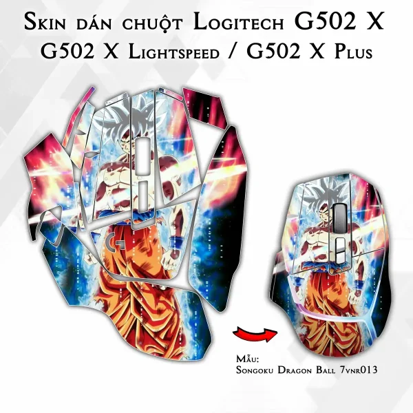 Skin dán chuột Logitech G502 X mẫu Songoku Dragon Ball 7vnr013