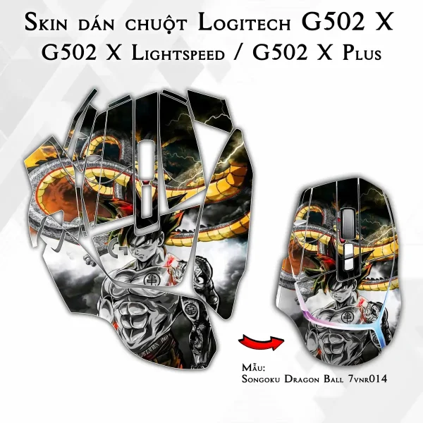 Skin dán chuột Logitech G502 X mẫu Songoku Dragon Ball 7vnr014