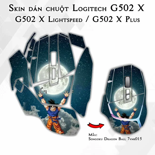 Skin dán chuột Logitech G502 X mẫu Songoku Dragon Ball 7vnr015