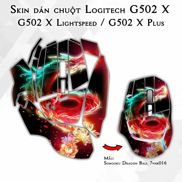 Skin dán chuột Logitech G502 X mẫu Songoku Dragon Ball 7vnr016