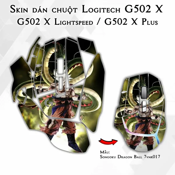 Skin dán chuột Logitech G502 X mẫu Songoku Dragon Ball 7vnr017