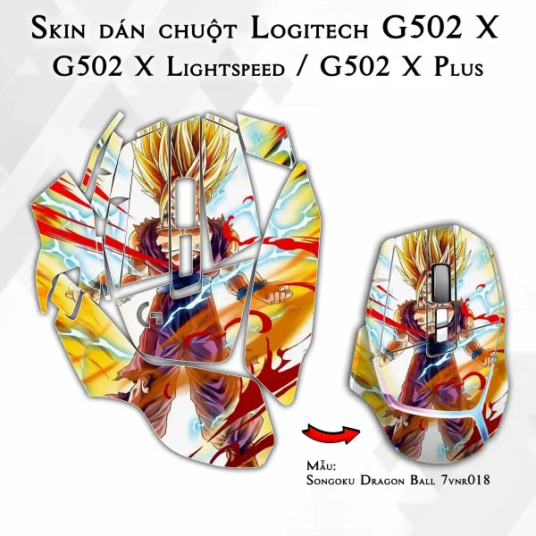 Skin dán chuột Logitech G502 X mẫu Songoku Dragon Ball 7vnr018