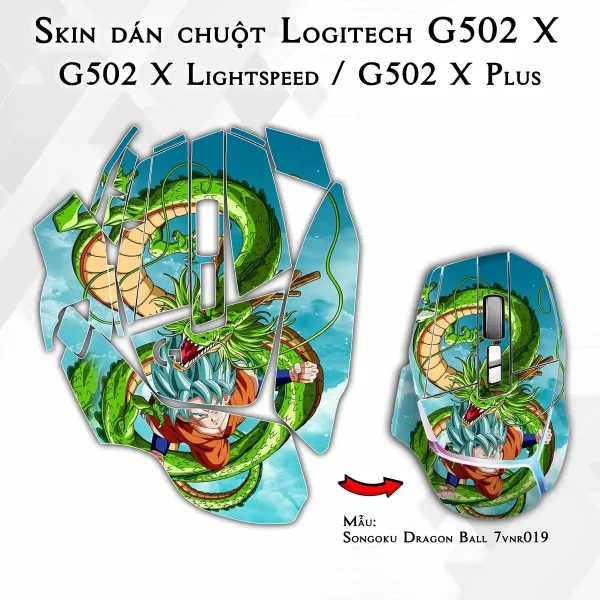 Skin dán chuột Logitech G502 X mẫu Songoku Dragon Ball 7vnr019