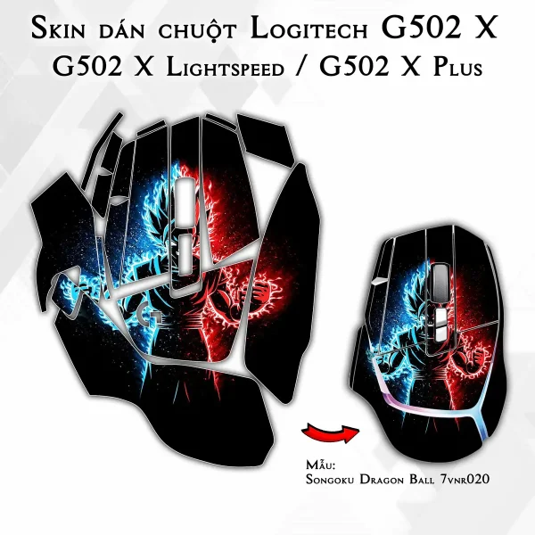 Skin dán chuột Logitech G502 X mẫu Songoku Dragon Ball 7vnr020