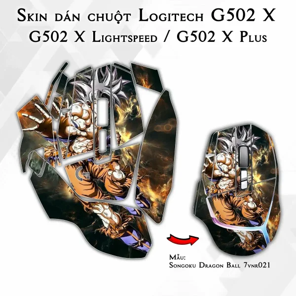 Skin dán chuột Logitech G502 X mẫu Songoku Dragon Ball 7vnr021