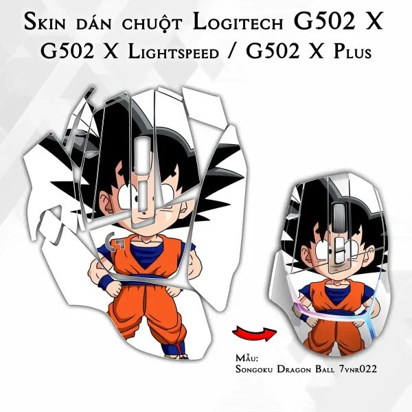 Skin dán chuột Logitech G502 X mẫu Songoku Dragon Ball 7vnr022