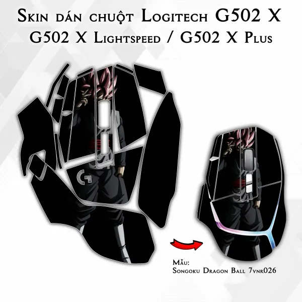 Skin dán chuột Logitech G502 X mẫu Songoku Dragon Ball 7vnr026
