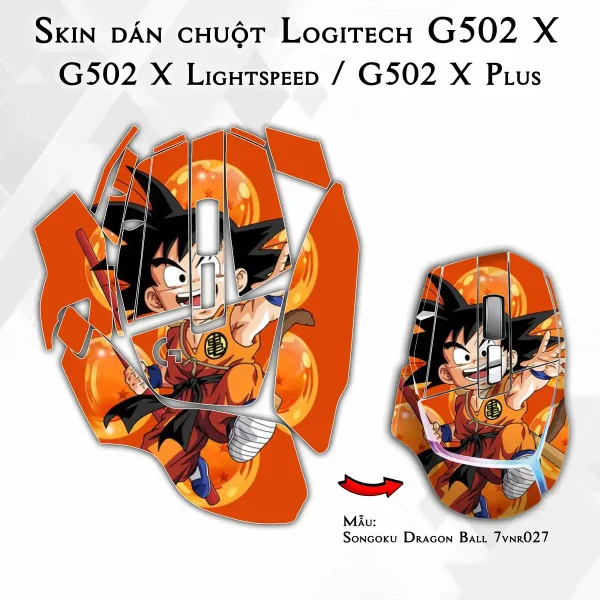 Skin dán chuột Logitech G502 X mẫu Songoku Dragon Ball 7vnr027