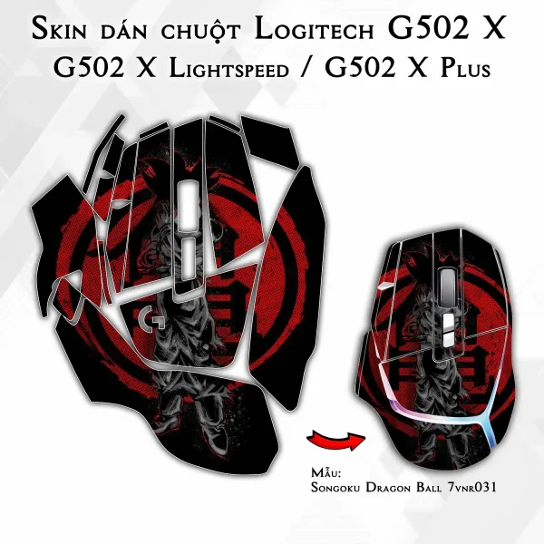 Skin dán chuột Logitech G502 X mẫu Songoku Dragon Ball 7vnr031