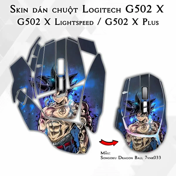 Skin dán chuột Logitech G502 X mẫu Songoku Dragon Ball 7vnr033