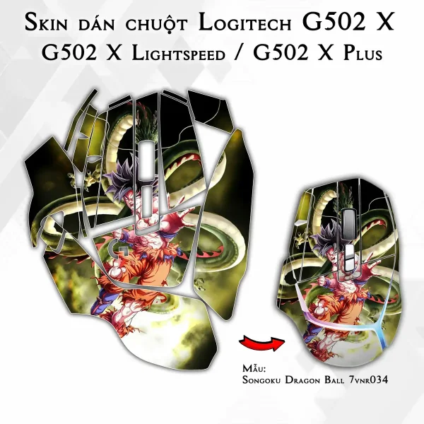Skin dán chuột Logitech G502 X mẫu Songoku Dragon Ball 7vnr034