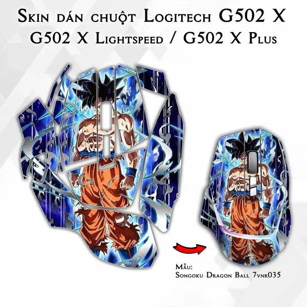 Skin dán chuột Logitech G502 X mẫu Songoku Dragon Ball 7vnr035