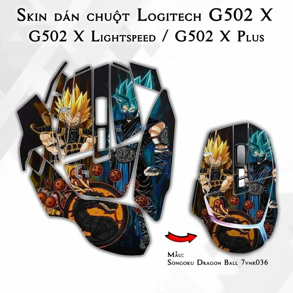 Skin dán chuột Logitech G502 X mẫu Songoku Dragon Ball 7vnr036