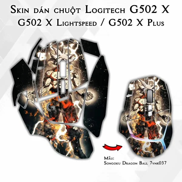 Skin dán chuột Logitech G502 X mẫu Songoku Dragon Ball 7vnr037
