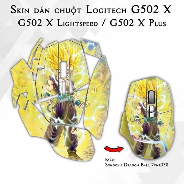 Skin dán chuột Logitech G502 X mẫu Songoku Dragon Ball 7vnr038