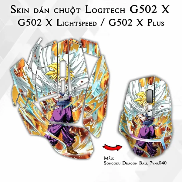 Skin dán chuột Logitech G502 X mẫu Songoku Dragon Ball 7vnr040