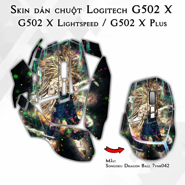 Skin dán chuột Logitech G502 X mẫu Songoku Dragon Ball 7vnr042