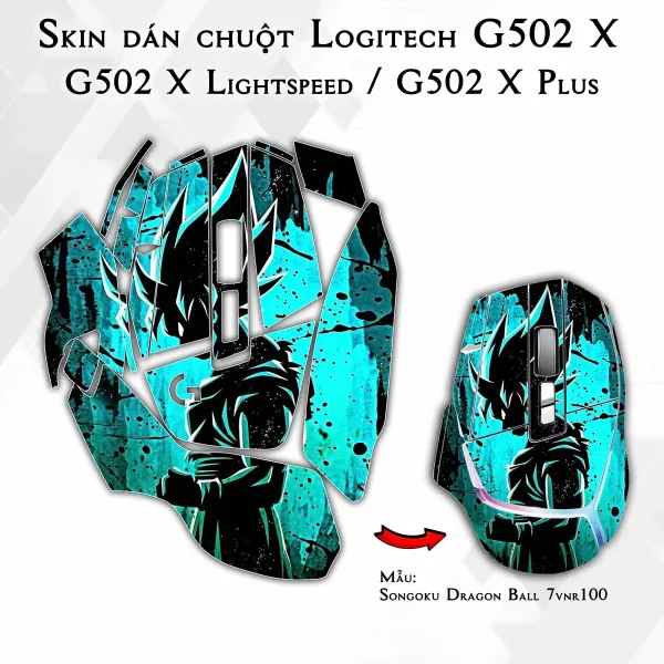 Skin dán chuột Logitech G502 X mẫu Songoku Dragon Ball 7vnr100