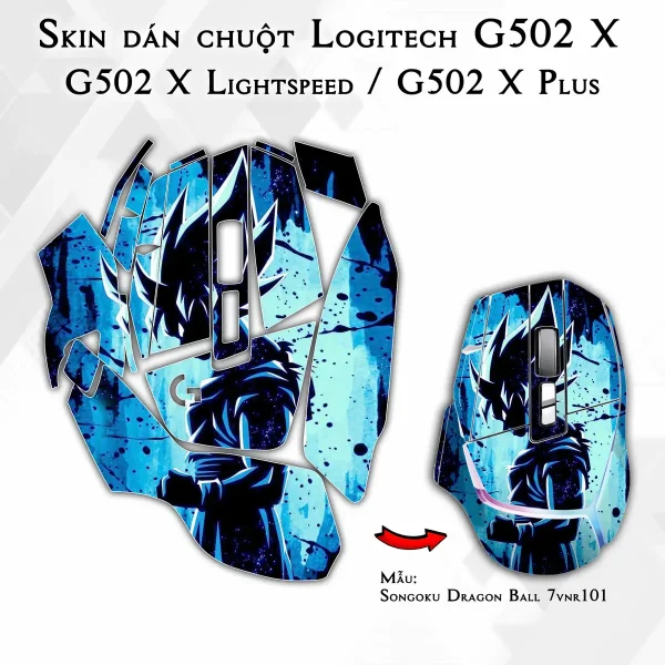 Skin dán chuột Logitech G502 X mẫu Songoku Dragon Ball 7vnr101
