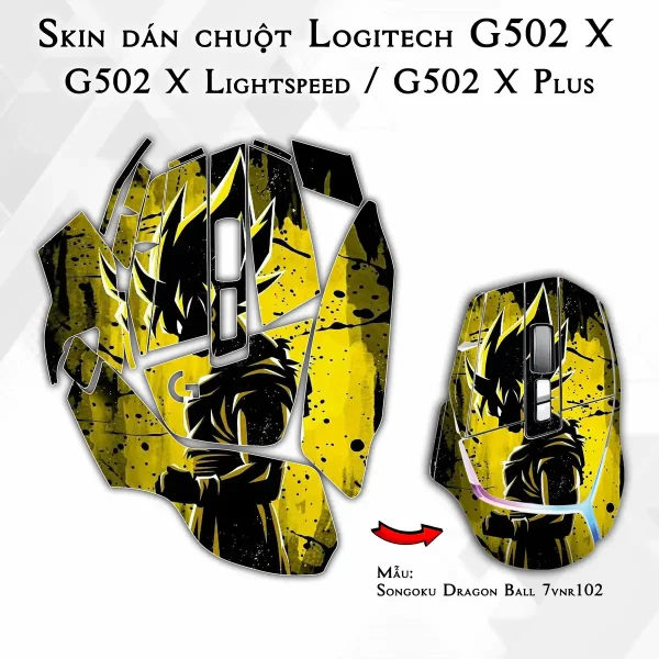 Skin dán chuột Logitech G502 X mẫu Songoku Dragon Ball 7vnr102