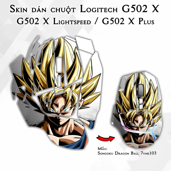 Skin dán chuột Logitech G502 X mẫu Songoku Dragon Ball 7vnr103
