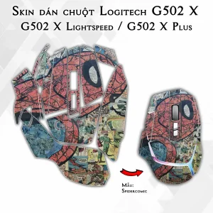 Skin dán chuột Logitech G502 X mẫu Spidercomic