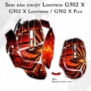 Skin dán chuột Logitech G502 X mẫu Spiderman bùng cháy