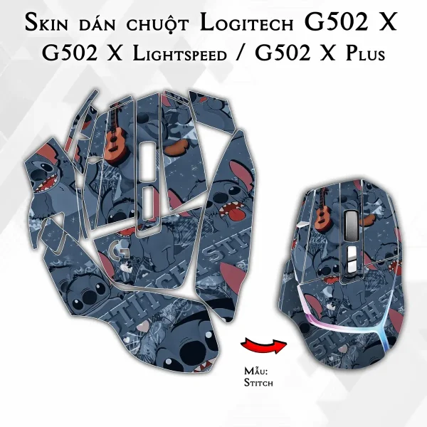 Skin dán chuột Logitech G502 X mẫu Stitch