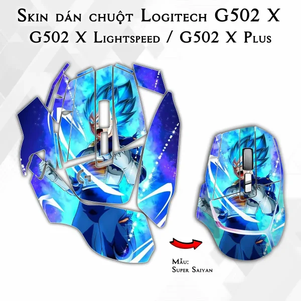Skin dán chuột Logitech G502 X mẫu Super Saiyan