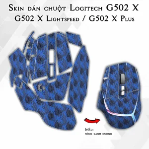 Skin dán chuột Logitech G502 X mẫu sóng xanh dương