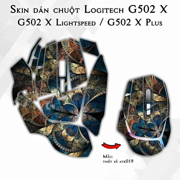 Skin dán chuột Logitech G502 X mẫu thiết kế atk019