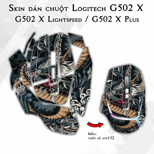 Skin dán chuột Logitech G502 X mẫu thiết kế atk132