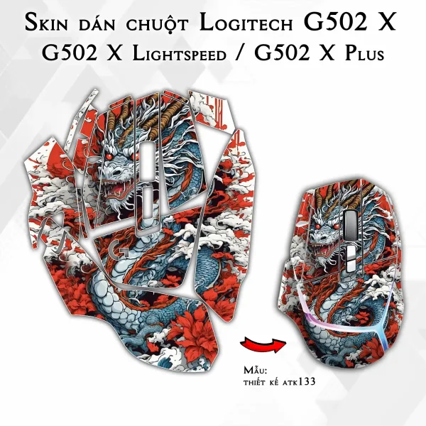 Skin dán chuột Logitech G502 X mẫu thiết kế atk133