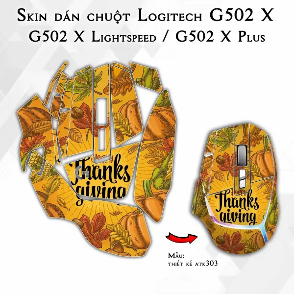 Skin dán chuột Logitech G502 X mẫu thiết kế atk303