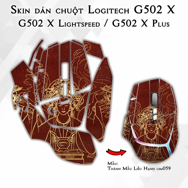 Skin dán chuột Logitech G502 X mẫu Thánh Mẫu Liễu Hạnh lsm059