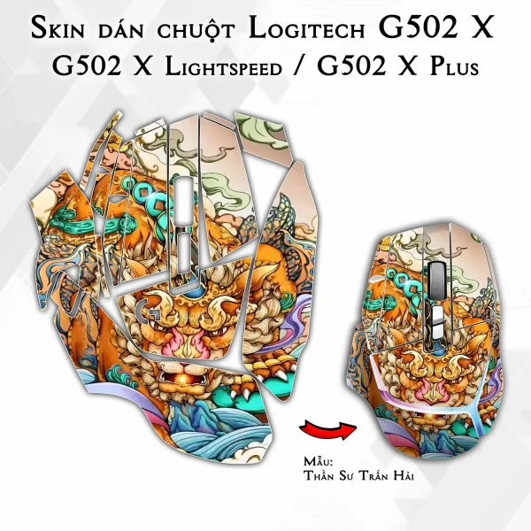 Skin dán chuột Logitech G502 X mẫu Thần Sư Trấn Hải