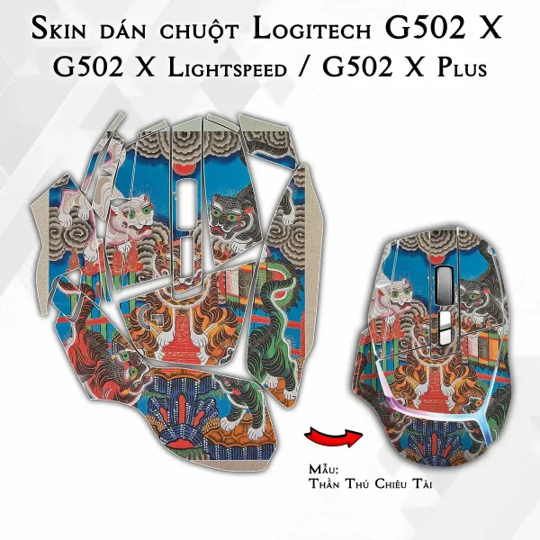 Skin dán chuột Logitech G502 X mẫu Thần Thú Chiêu Tài