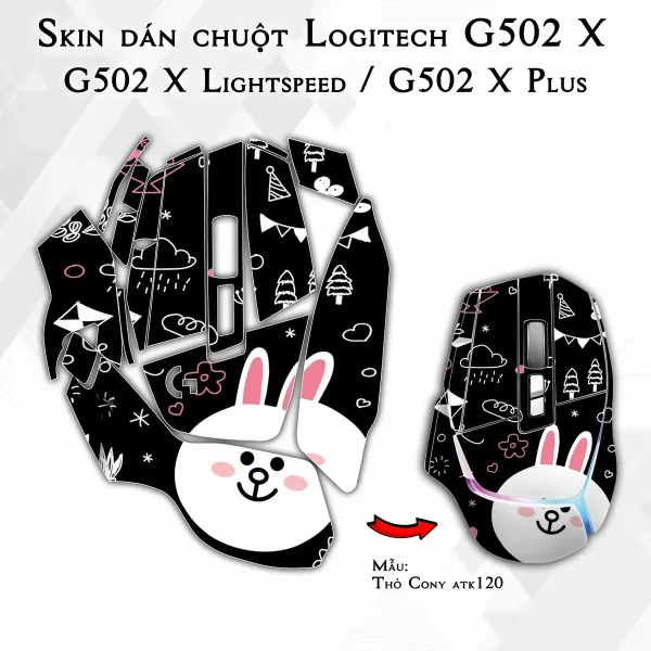 Skin dán chuột Logitech G502 X mẫu Thỏ Cony atk120