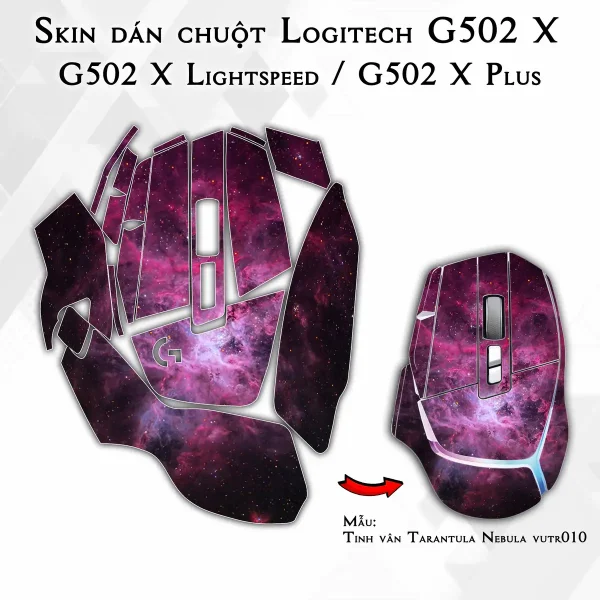 Skin dán chuột Logitech G502 X mẫu Tinh vân Tarantula Nebula vutr010