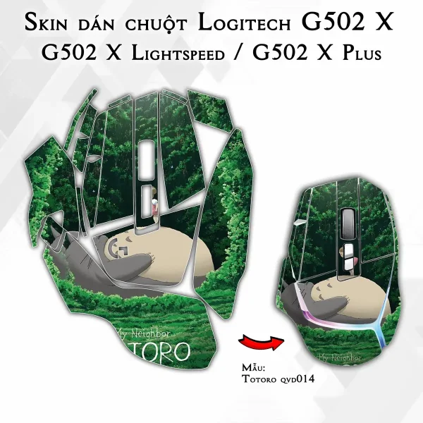 Skin dán chuột Logitech G502 X mẫu Totoro qvd014