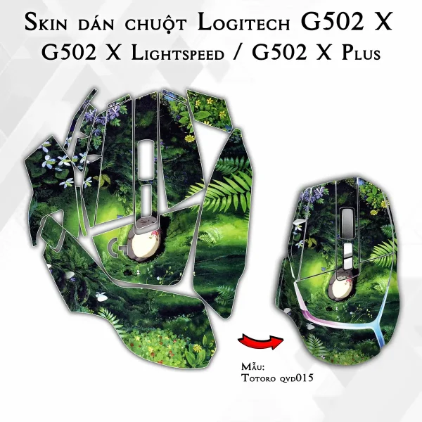 Skin dán chuột Logitech G502 X mẫu Totoro qvd015