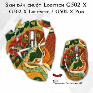 Skin dán chuột Logitech G502 X mẫu Traditional Patterns patt07