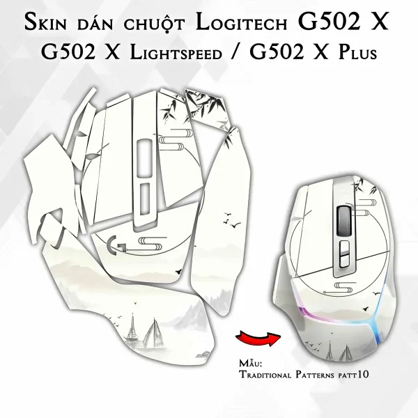 Skin dán chuột Logitech G502 X mẫu Traditional Patterns patt10